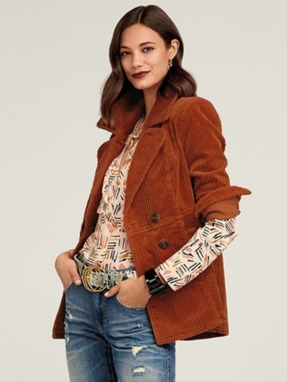 CAbi Double-breasted Professor Peacoat Rust/Burnt Orange XS